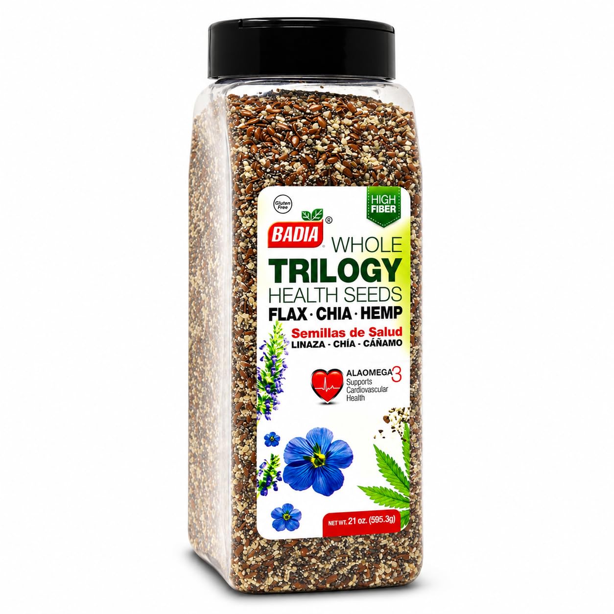 Badia Trilogy Health Seed Blend, 21 oz – Flax, Chia & Hemp Seeds