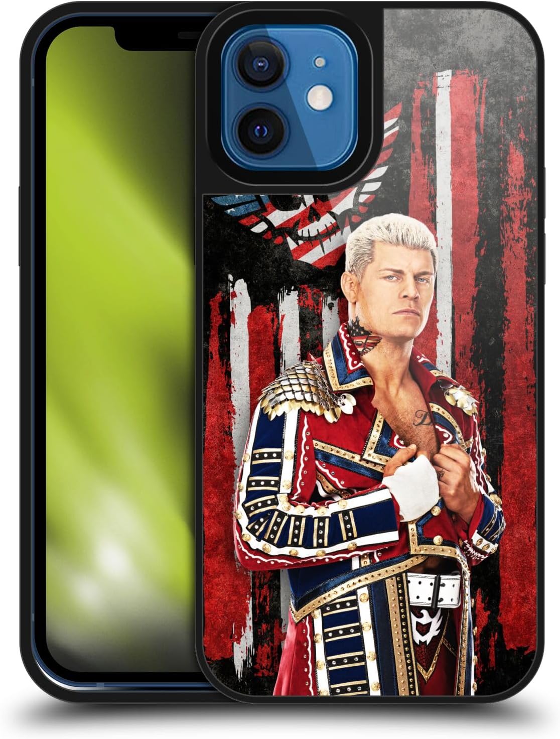 Head Case Designs Officially Licensed WWE American Nightmare Flag Cody Rhodes Gel Armour Case [Military Grade Protection] Compatible With Apple iPhone 12 / iPhone 12 Pro