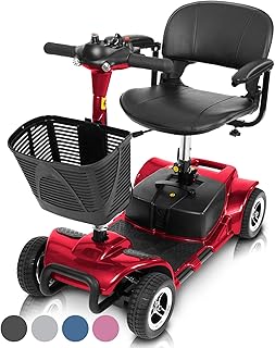 Vive 4 Wheel Mobility Scooter - Electric Powered Wheelchair Device - Compact Heavy Duty Mobile for Travel, Adults, Elderly - Long Range Power Extended Battery with Charger & Basket (FSA/HSA Eligible)