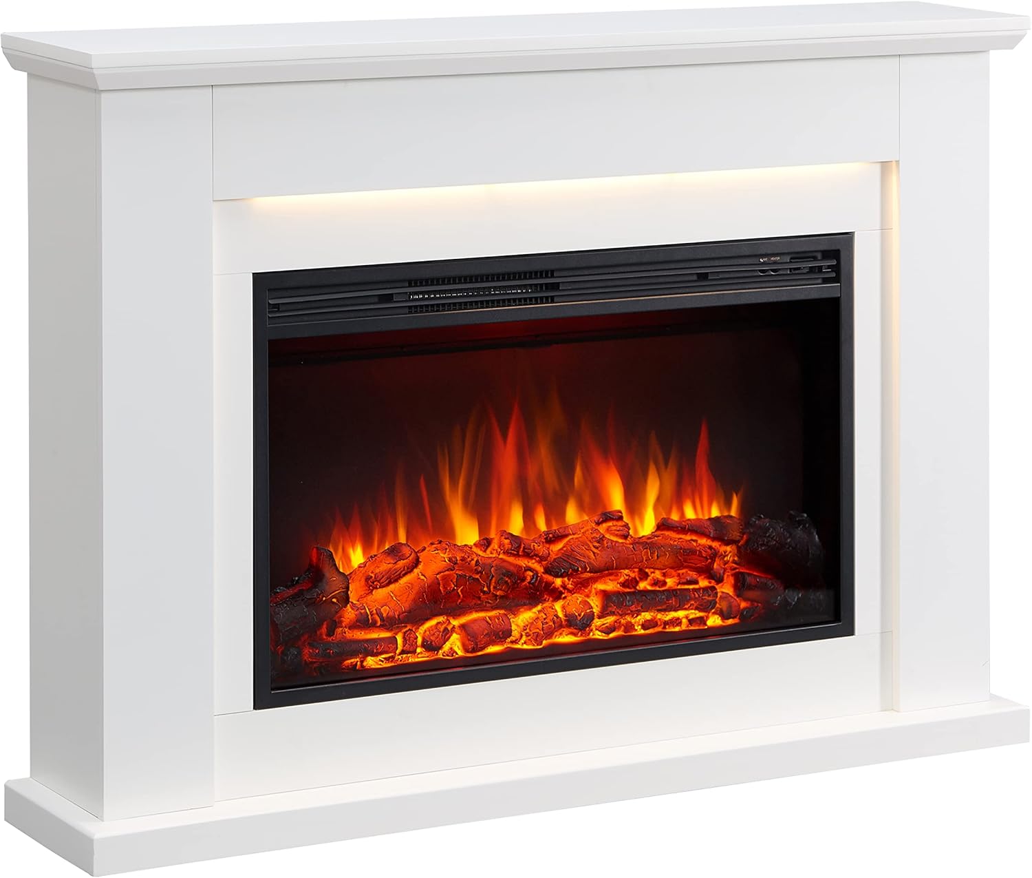LegendFlame® Harrison Electric Fireplace with 48" Mantel Surround and Jaden 31" Insert, Cream White Finish