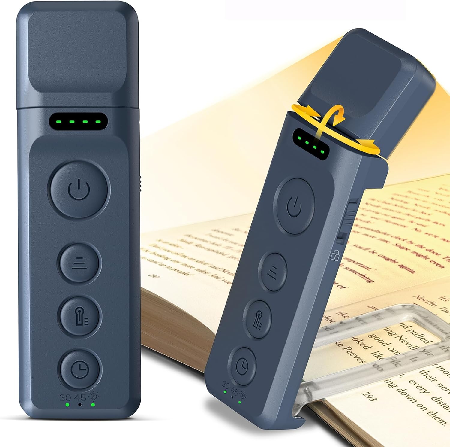 Glocusent Book Lights for Reading at Night, Rechargeable Book Light Clip on - 3 Colors & 5 Brightness, Reading Lights for Books in Bed with Sleep Aid & Timer, Travel Lock, Perfect for Bookworms, Kids