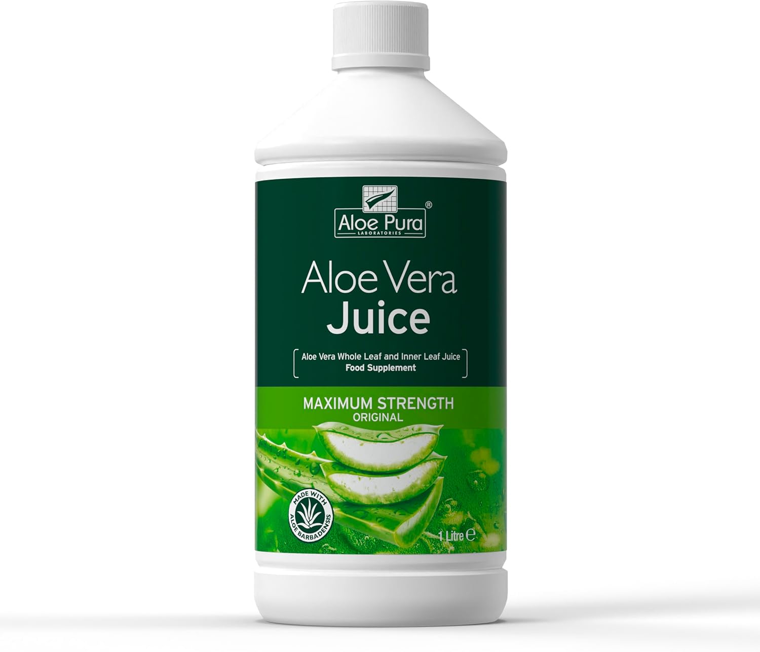 Aloe Pura Aloe Vera Maximum Strength Juice, Natural, Vegan, Cruelty Free, Food Supplement, 1ltr