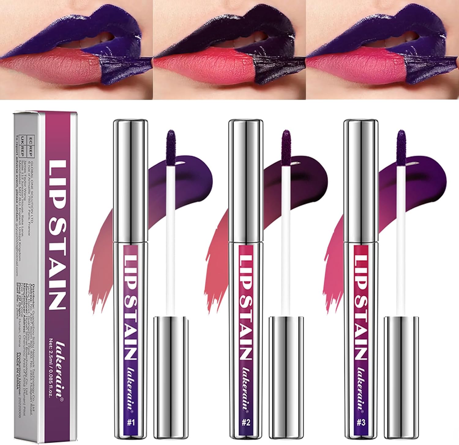 Peel Off Lip Tint 3 Colors Detachable Lip Liner Long Lasting Waterproof Matte Lip Gloss Liquid Lipstick Pigmented Lip Pencil (3Colors/Set)