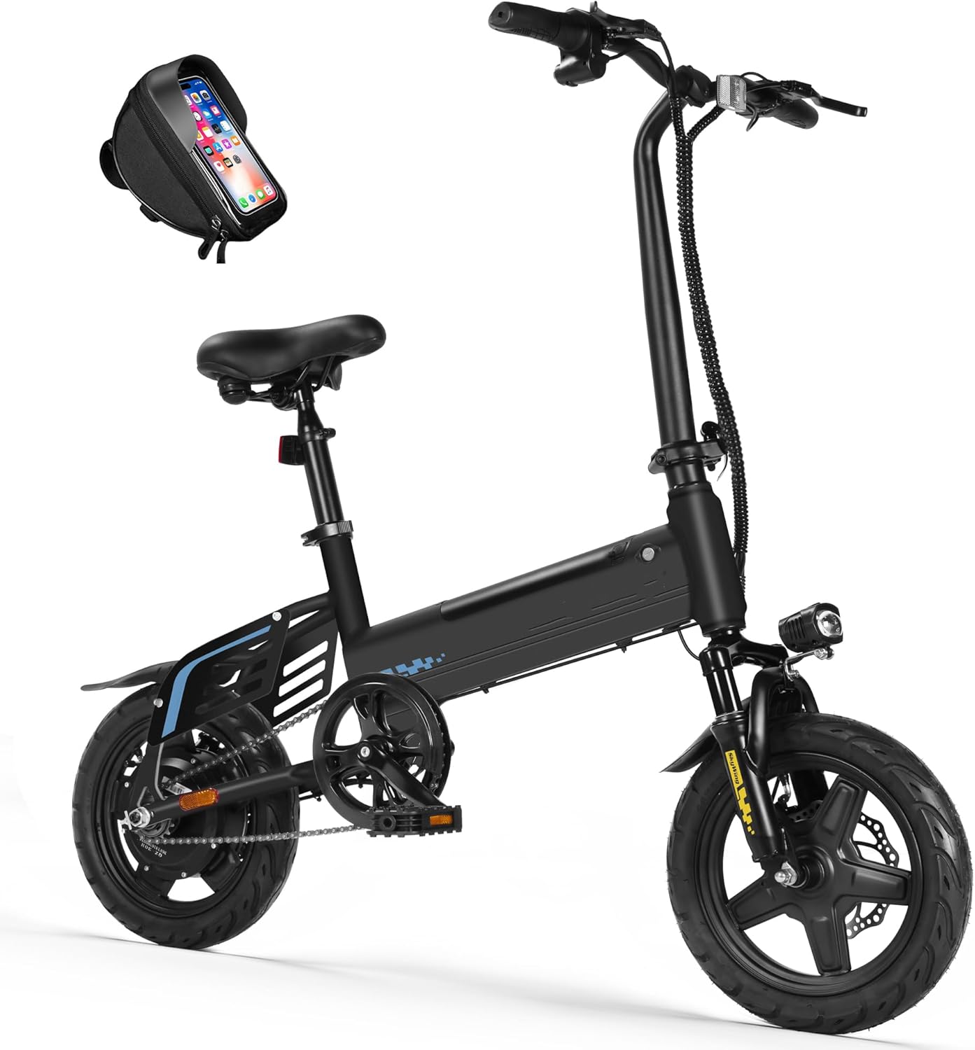 Qlife Electric Bike for Adults 749W Peak Motor, 14-inch Folding Mini Ebike, E Bicycles with UL2849-Certificated 280.8Wh Built-in Battery, 26 Miles PAS Range, Small E Bikes for Teens & Adults