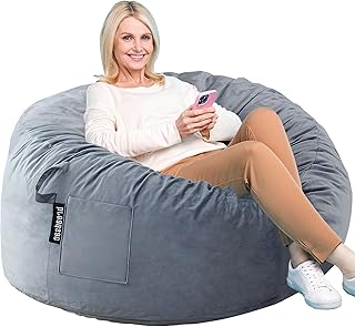 Bean Bag Chairs, Memory Foam Bean Bag Chair for Adults/Teens/Kids, Velvet Lazy Sofa Furniture with Removable High-Rebound Memory Foam for Living Room Bedroom College Dorm