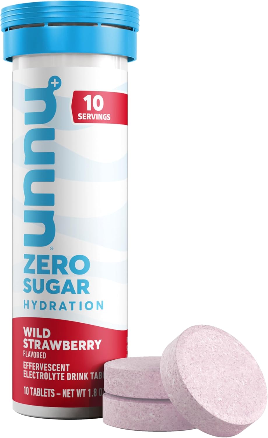 Nuun Zero Sugar Hydration Electrolyte Tablets - Sodium, Potassium, Chloride, Calcium, Magnesium, Light & Delicious Fruit Flavors, No Sugar, Gluten Free, Vegan, Wild Strawberry (80 Total Servings)