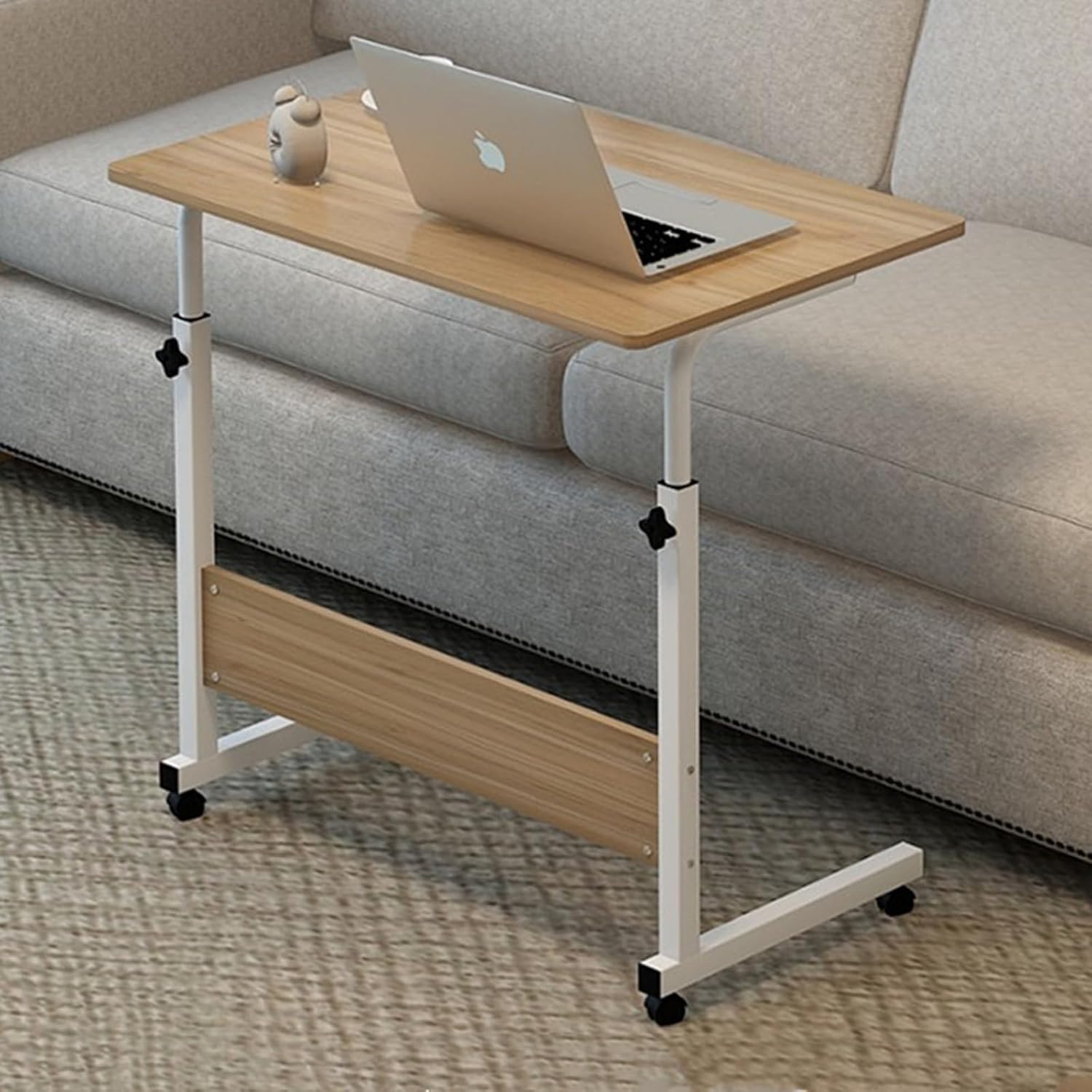 FENGSHENG-SHOP Portable Table, Mobile Tables 40x60-(68-88) cm Height Adjustable Laptop Tables Workstation Laptop Overbed Multi Table with Metal Frame & Rolling Castors (Maple color)