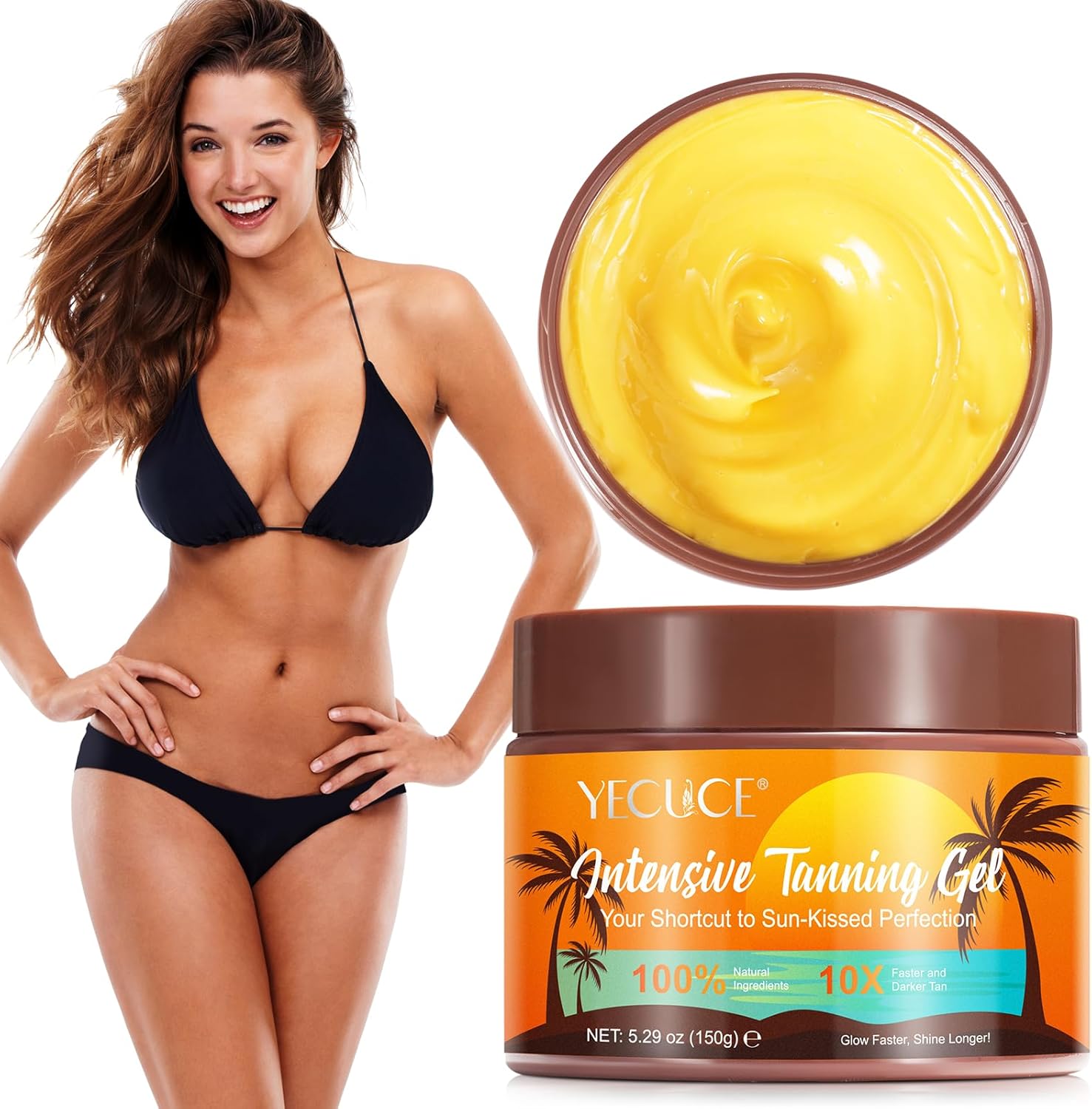 MXCZBSM 150ml Dark Tan Accelerator Cream - Fast-Acting Self Tanning Gel with Carrot & Olive Oils | Hydrating Sun-Kissed Glow for All Skin Types | Vegan & Cruelty-Free