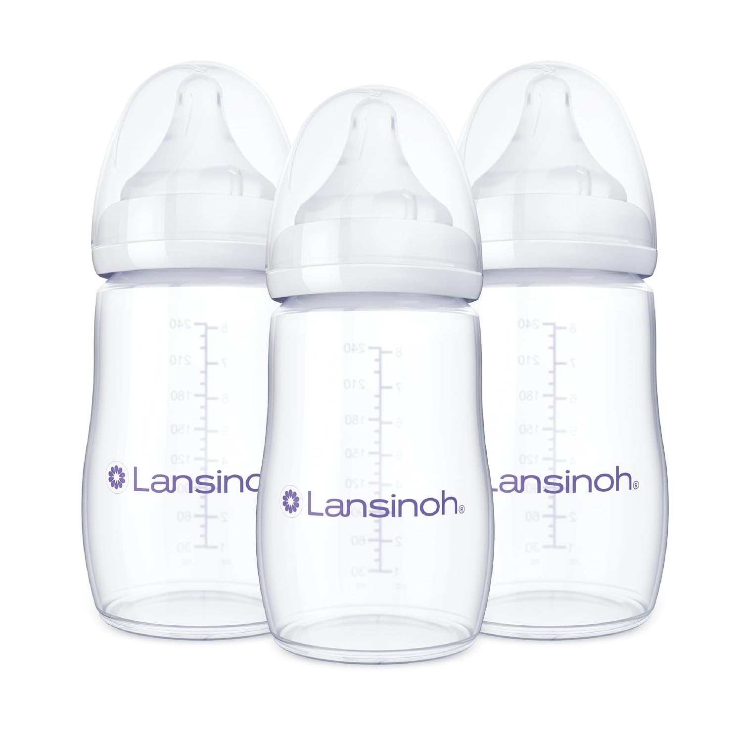 Lansinoh Anti-Colic Baby Bottles, 8 Ounce, 3 Count