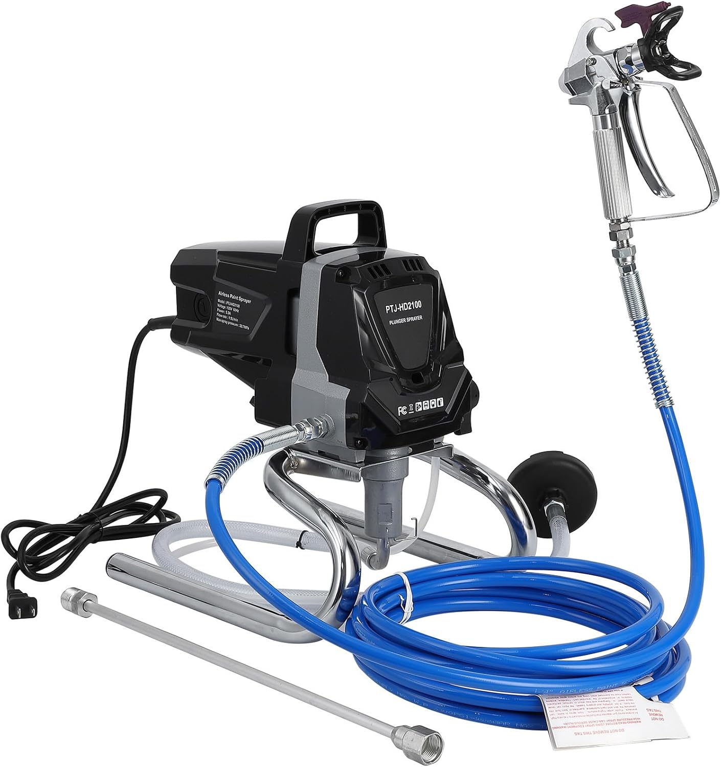 Towallmark Stand Airless HVLP Paint Sprayer, High Efficiency, Thinning-Free, Minimal Overspray, for Home Exterior & House Interior DIY Painting Projects, with Extension Rod