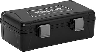 Xikar Cigar Travel Carrying Case, Holds Up to 10 Cigars, Made of ABS Molded Plastic, Includes 1 Humidifier, Watertight, Crushproof, Airtight, Black