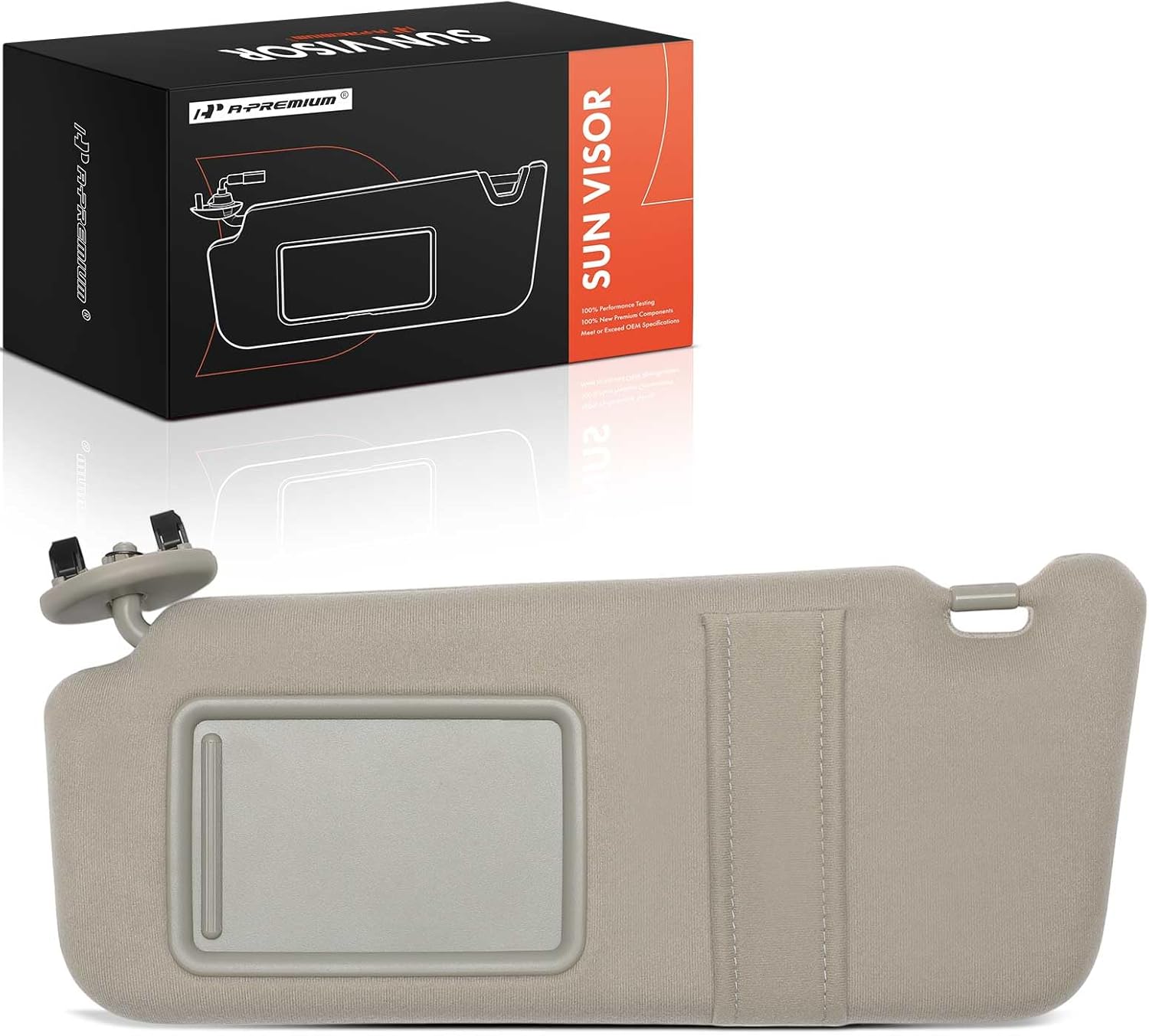 A-Premium Driver Left Side Sun Visor Compatible with Toyota Camry 2007-2011 - Without Vanity Light, with Vanity Mirror, Without Sunroof, Gray Color - Replaces 7432006780B0, 74320-06780-B0