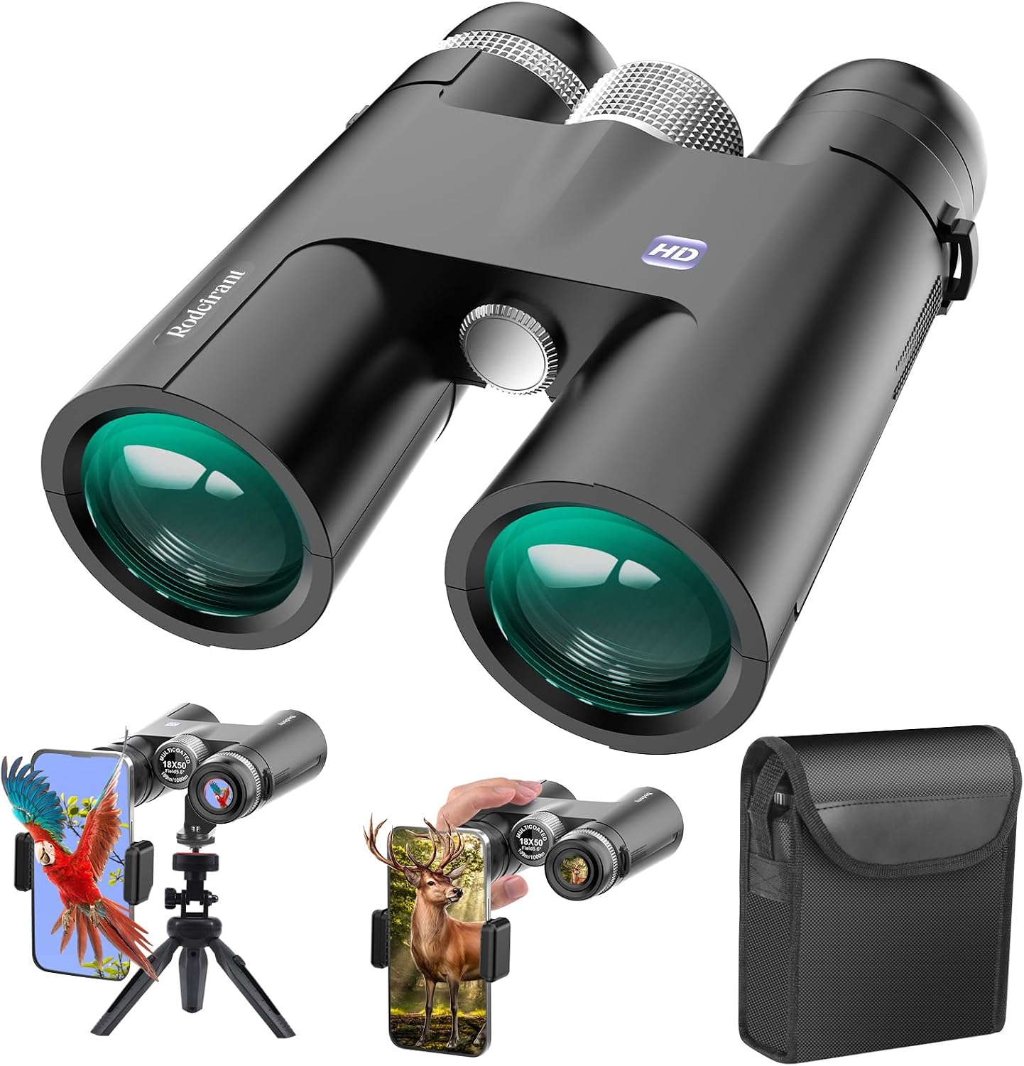 18X50 High Powered Binoculars for Adults with Upgraded Phone Adapter, Tripod and Tripod Adapter,Waterproof Compact Binoculars with Low Light Vision for Bird Watching,Travel,Sightseeing