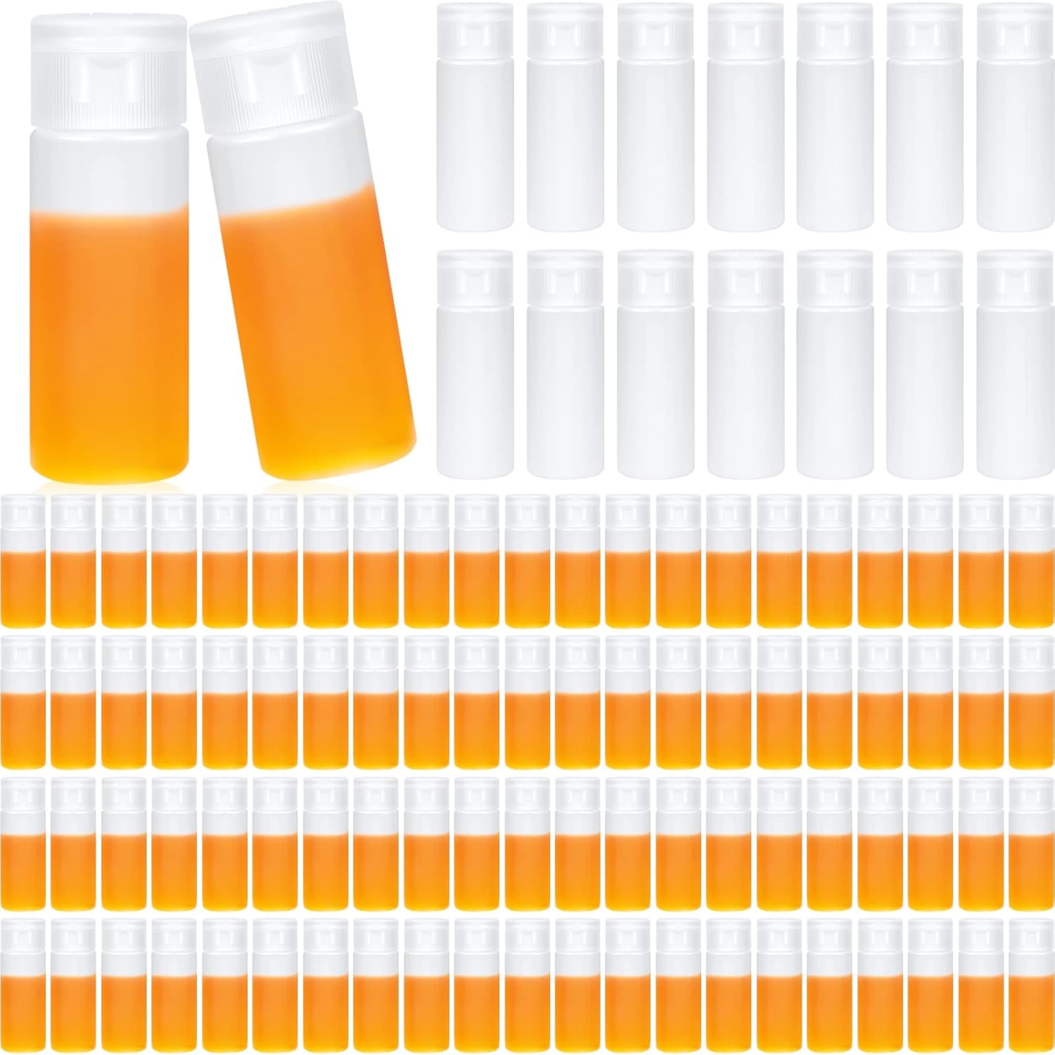 100 Pcs 12ml 0.4oz mini Plastic Sample Bottle Flip Cap Empty Travel Bottles Small Squeeze Sample Containers Leakproof Refillable for Makeup Cosmetic Toiletry Foundation