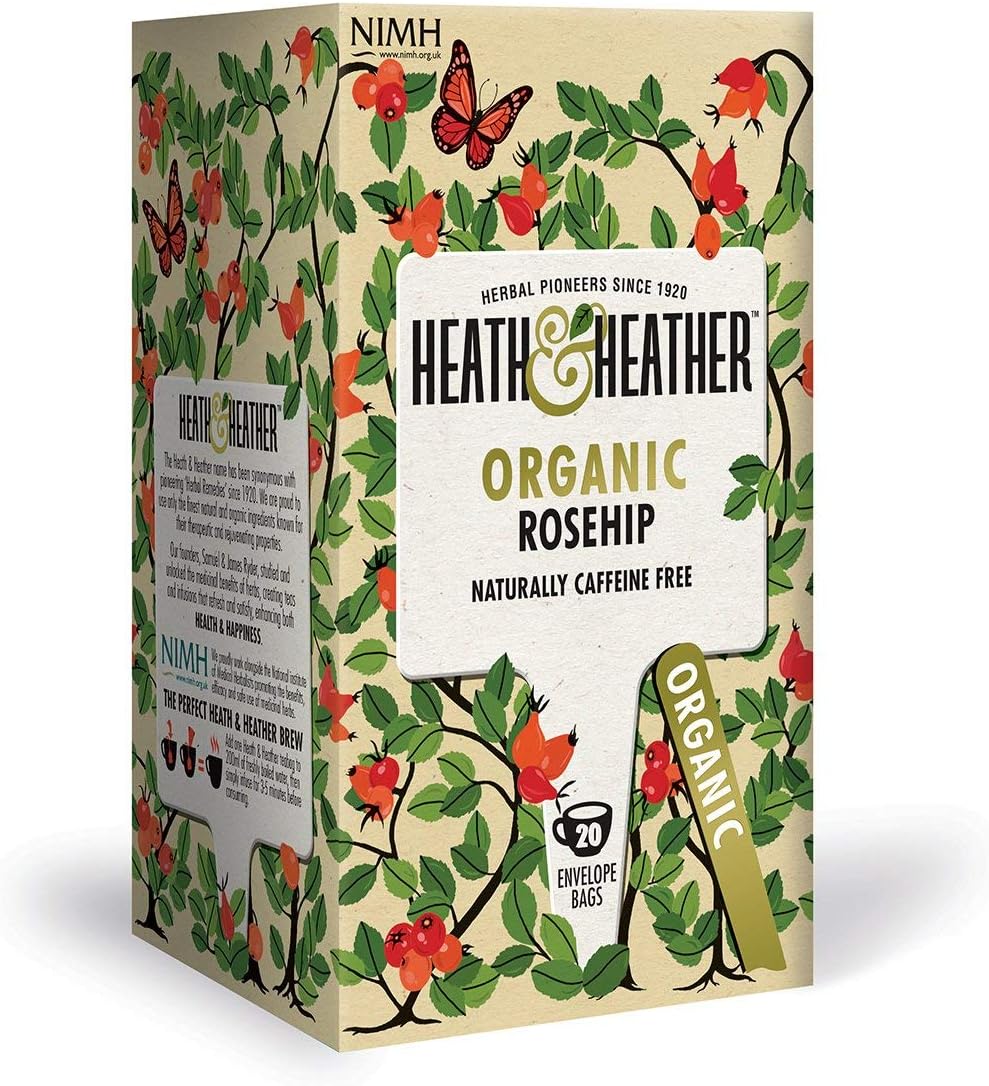 Heath & Heather Organic Wild Rosehip Tea 20 Bags (Pack of 6)