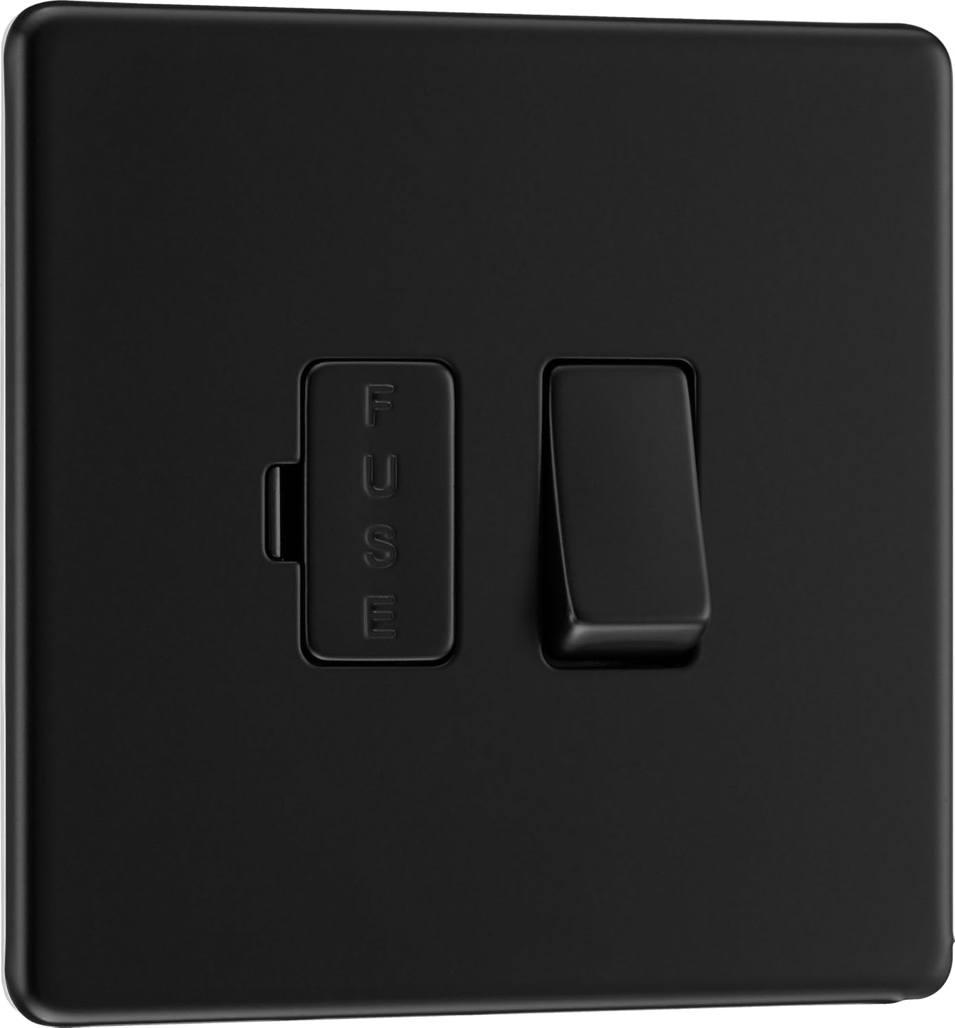 BG Electrical Switched Fused Connection Unit, Fused Spur Switch, Double Pole, Screwless Front Plate, Slim Profile, Premium Flatplate, Matt Black, 13A, FFB50