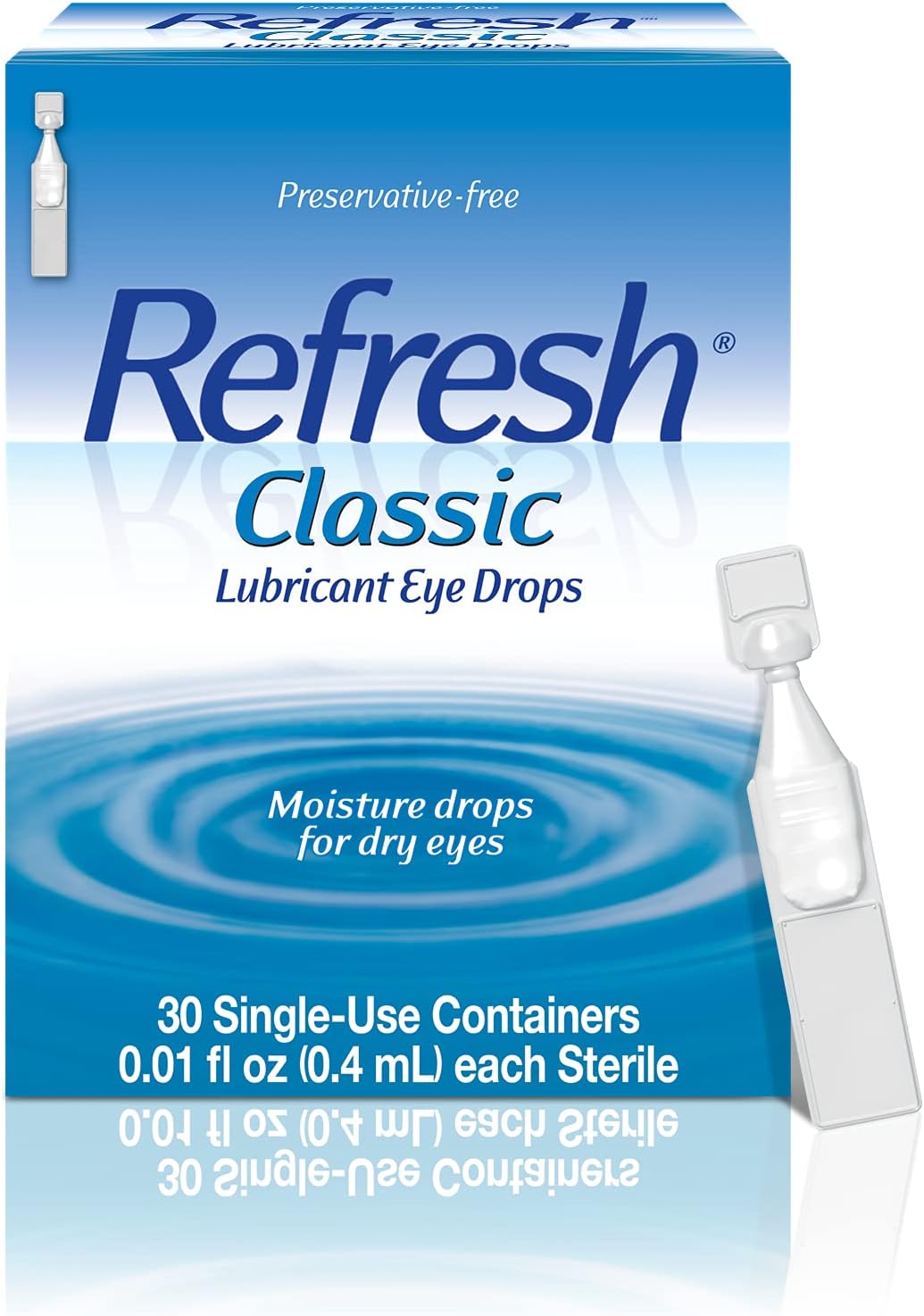 Refresh Classic Lubricant Eye Drops, Preservative-Free, 0.01 Fl Oz Single-Use Containers, 30 Count (Pack of 1)