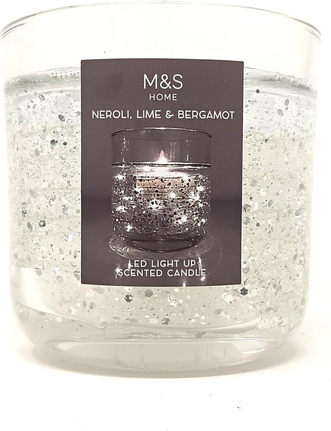 Premier Life Store M&S LED Light up Neroli, Lime & Bergamot Silver Candle in Box