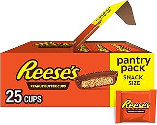 REESE'S Milk Chocolate Snack Size Peanut Butter Cups, Candy Pantry Pack, 13.75 oz (25 Pieces)