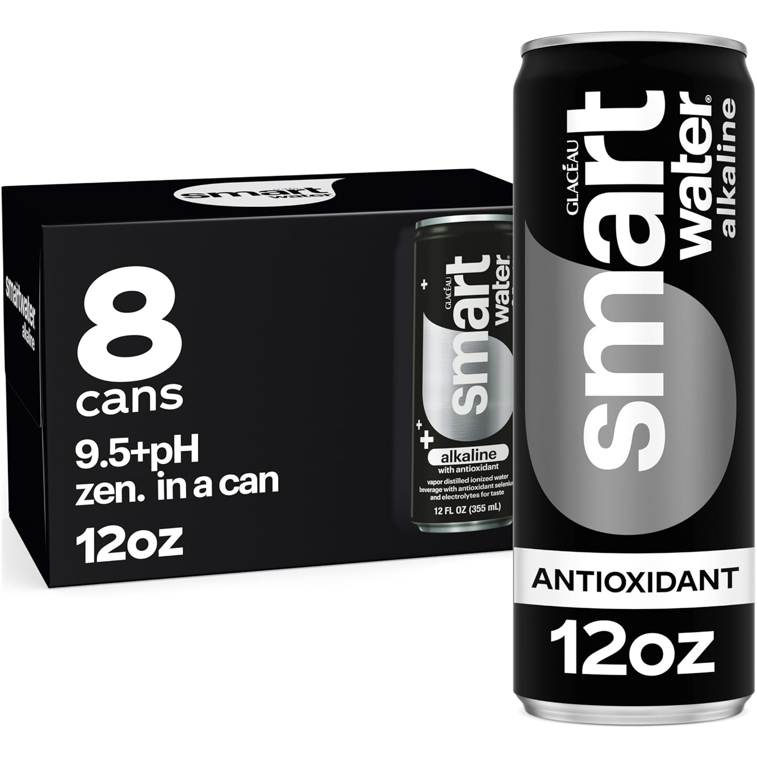 Smartwater Alkaline + Antioxidant Aluminum Can 12oz 8pk
