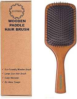 Ecotrees Wooden Paddle Hair Brush, Air cushion massage comb,Anti Static Detangling Paddle Brush for Reducing Hair Breakage