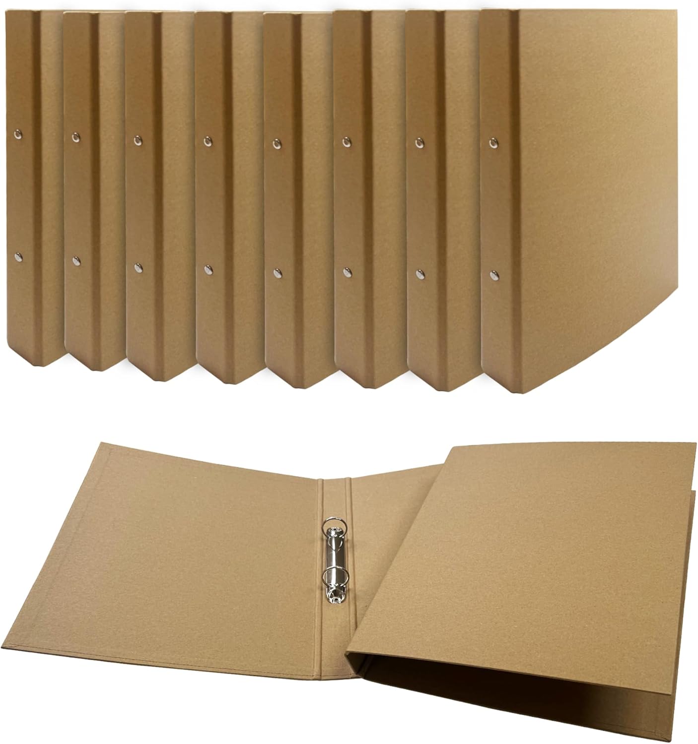 Pack of 10 A4 Kraft Paperboard Ring Binders 2-O Ring