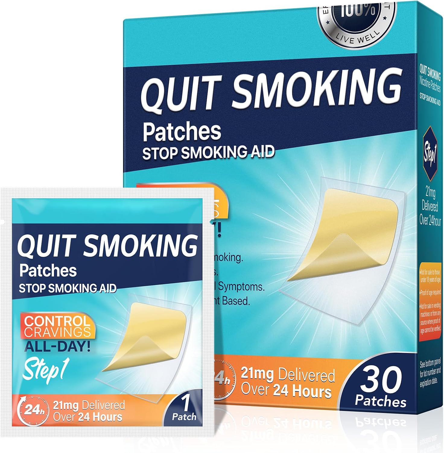 Step 1 Quit Smoking Patches, 21mg Stop Smoking Aids Patches, Anti-Stickers
