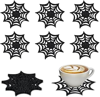 Black Spider Web Coaster Halloween Non-Woven Cup Mat Pad for Home Kitchen Office Bar Party Table Decoration Supplies, WW-186