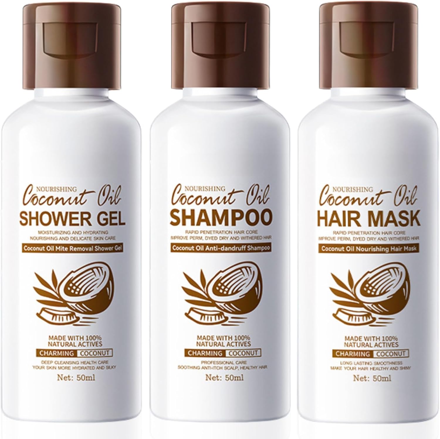 coconut oil Travel Size Shampoo and Conditioner, Mini Shampoo and Conditioner set, Travel shampoo and conditioner, coconut Bath & Hair Care Set Women Beauty Sets