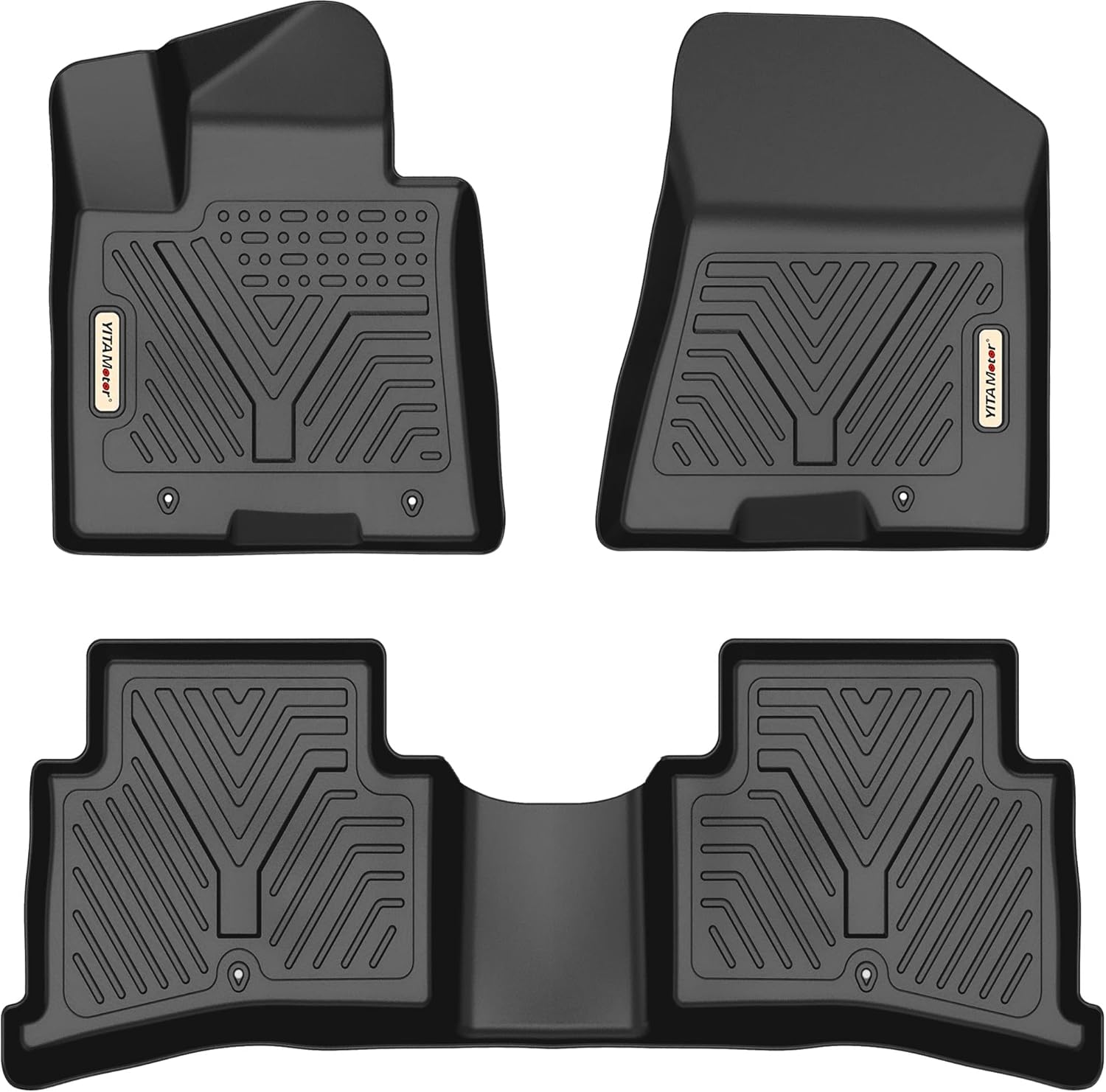 YITAMOTOR Floor Mats Compatible with 2017-2021 Kia Sportage / 2019-2021 Hyundai Tucson, Custom Fit Black TPE Floor Liners, 1st & 2nd Row All-Weather Protection