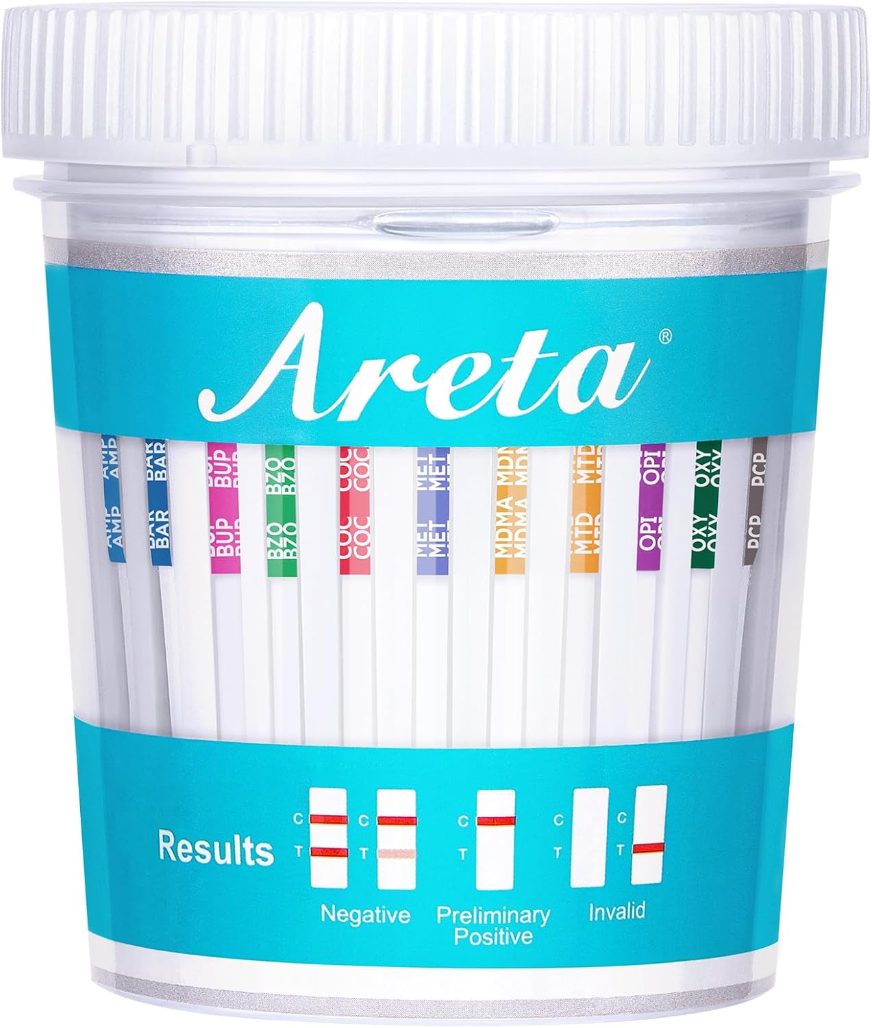 Areta Multi-Drug Test Cup: (1 Pack) at Home Drug Test Kit, Testing 14 Drugs AMP, BAR, BUP, BZO, COC, MDMA, MET, MTD, OPI, OXY, PCP, PPX, TCA, THC -#ACDOA-1144-1