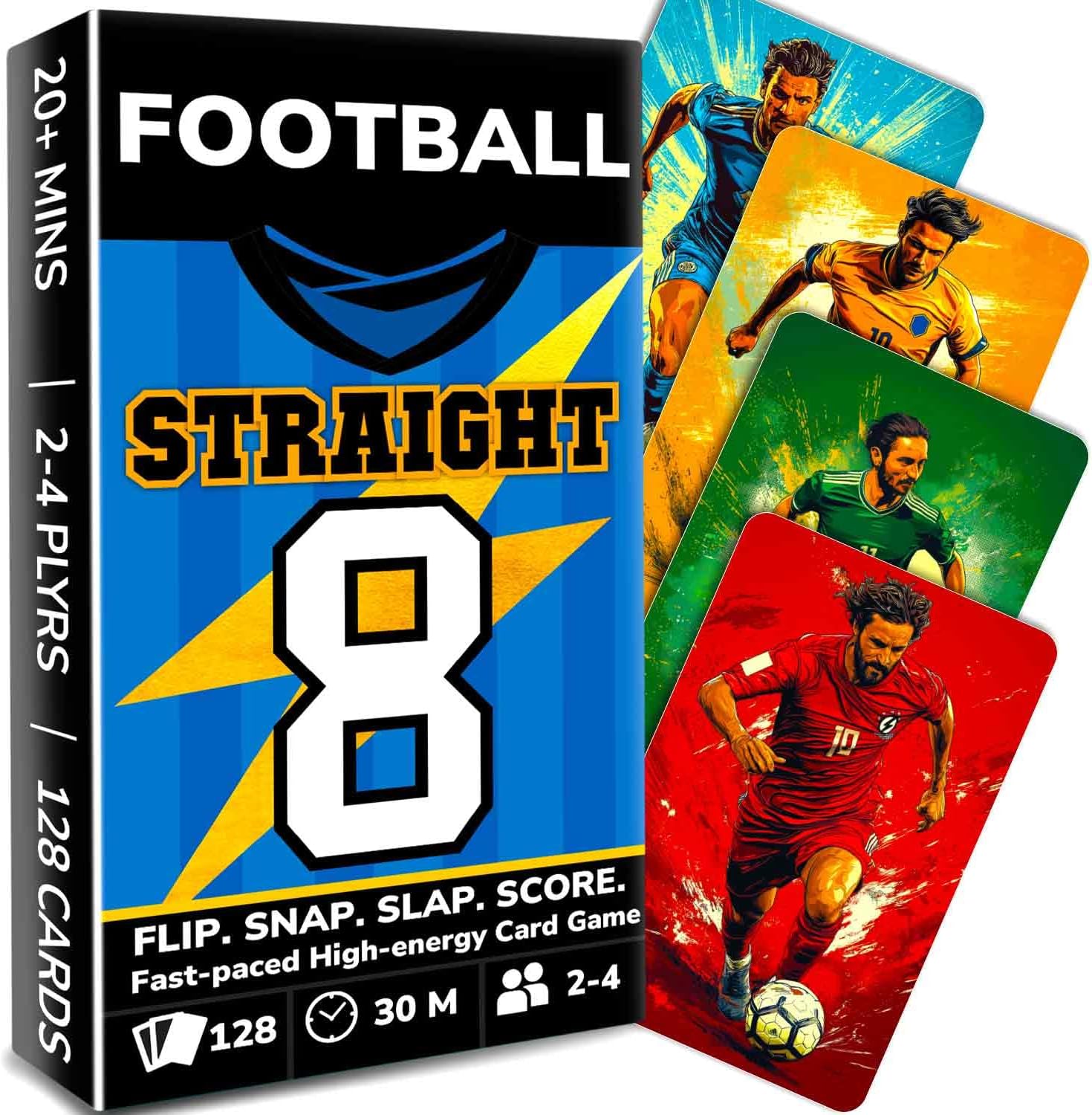 QUOKKA Soccer Fast-Paced Card Game for Kids & Adults – 128 Cards & Easy Rules – Quick & Fun Matching Game – 2-4 Players – Ages 8+ – Perfect for Family Games Night, Travel and Parties