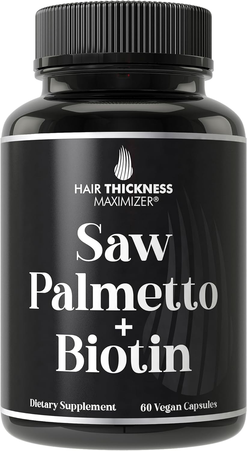 Saw Palmetto + Biotin Advanced 2-in-1 Combo for Hair Growth. Vegan Capsules Supplement with Natural Saw Palmetto Extract + 10000mcg Biotin. Hair Loss and Regrowth Pills for Men and Women. DHT Blocker
