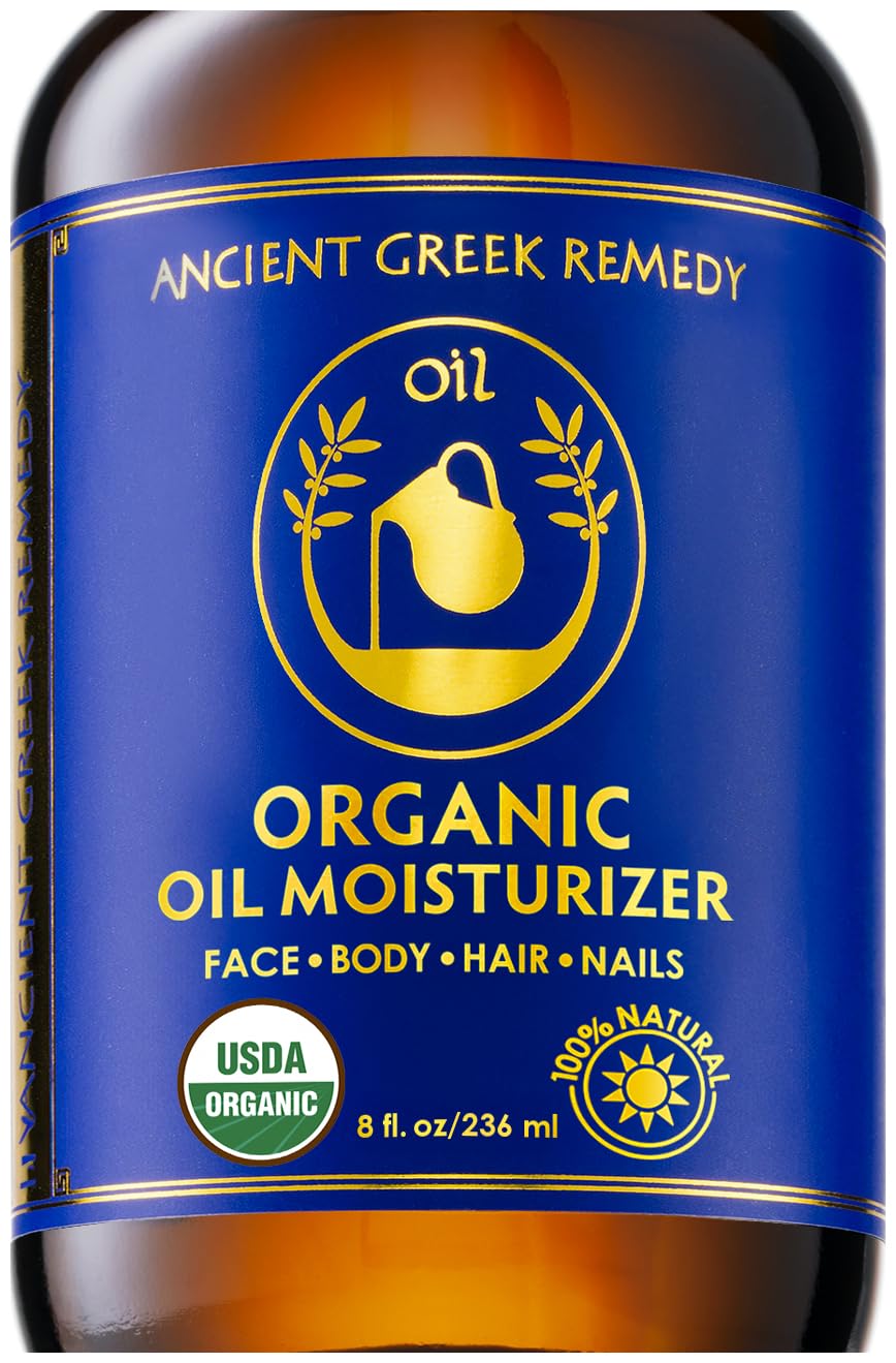 Organic Body Oil Dry Skin 8oz - After Shower Natural Face Oil & Body Moisturizer with Cold Pressed Almond, Olive, Jojoba, Rosehip, Vitamin E & Lavender oils. Clean Facial Skin Care for Women & Men