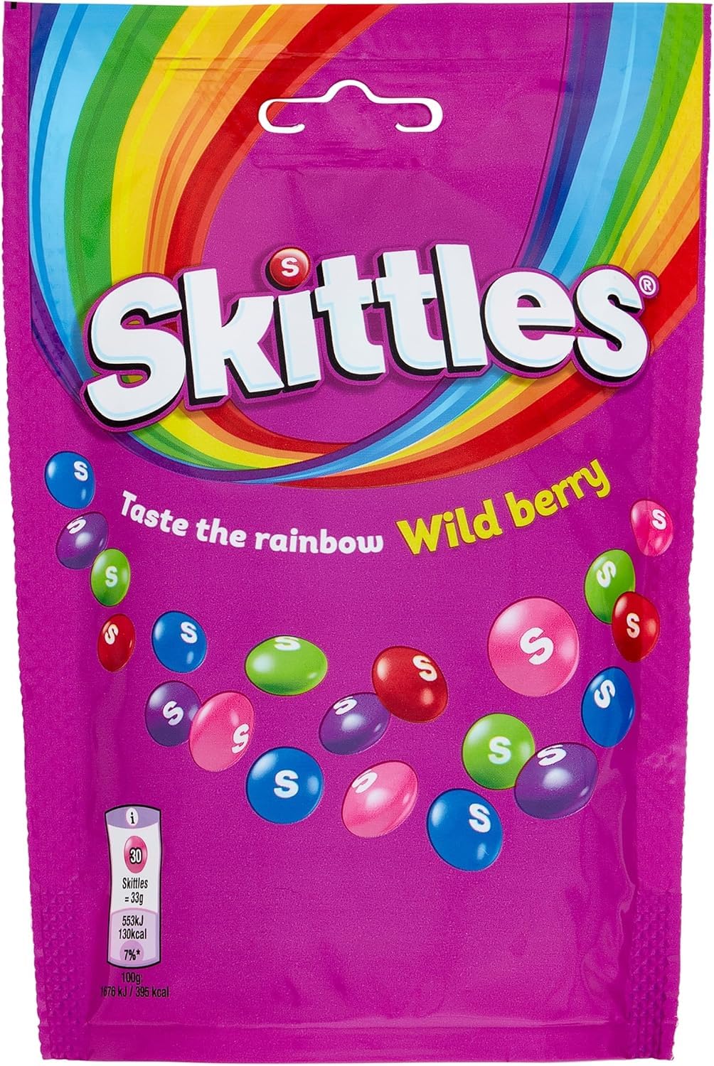 Skittles Vegan Chewy Sweets Wild Berry Fruit Flavoured Pouch Bag, 136g