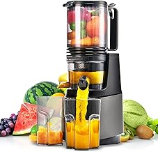 Cold Press Juicer,Slow Masticating Juicer Machines with 5.3" Large Feed Chute for Most Fruits and Vegetables,Easy to Clean Lemon Orange Juicer with 250W Motor and High Juice Yield