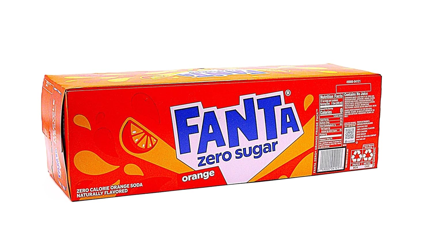 Fanta Zero Sugar Orange Soda, 12 Pack