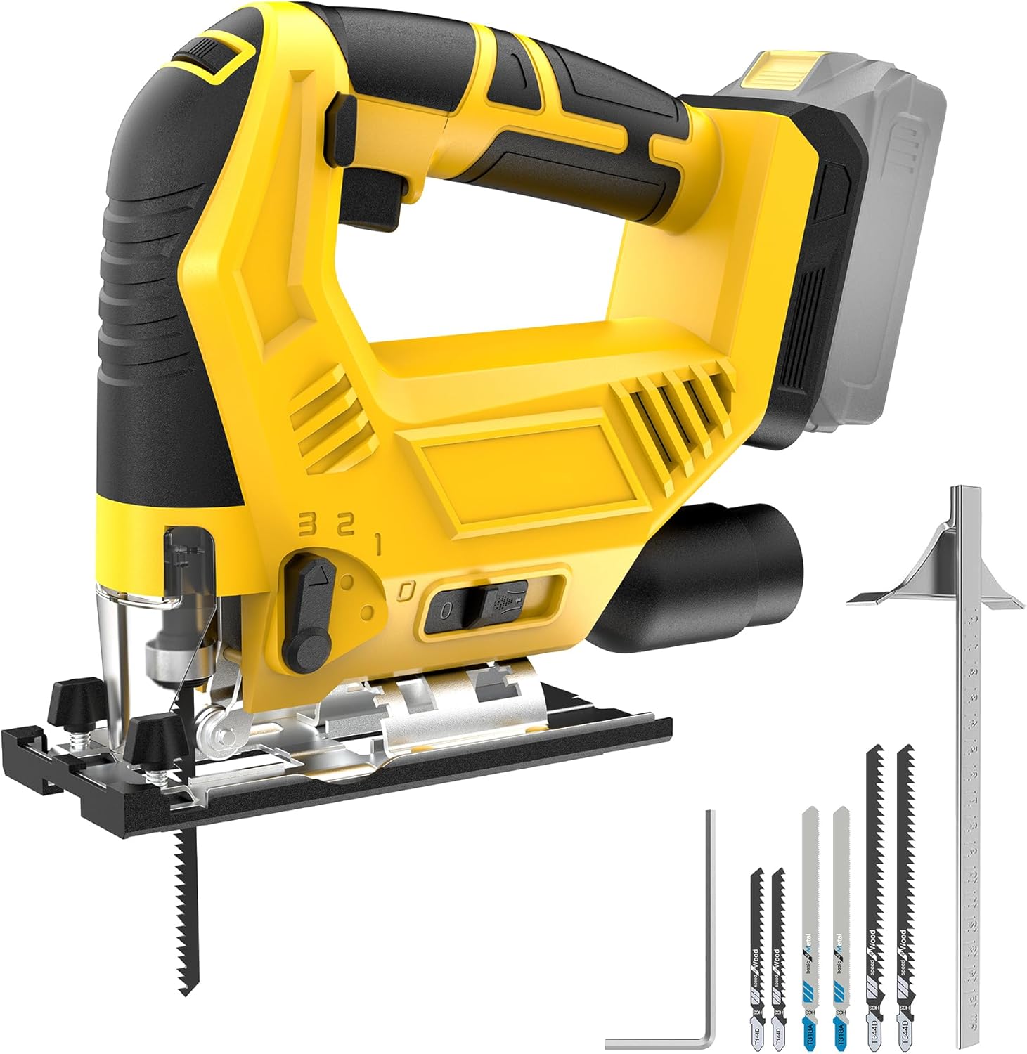 Cordless Jig Saw Compatible with Dewalt 20v Max Battery(No Battery) Brushless Jigsaw, Variable Speed, 45° Beveled Cuts, 3 Orbital Action, with Jigsaw Blades for Straight/Curve/Circle Cutting