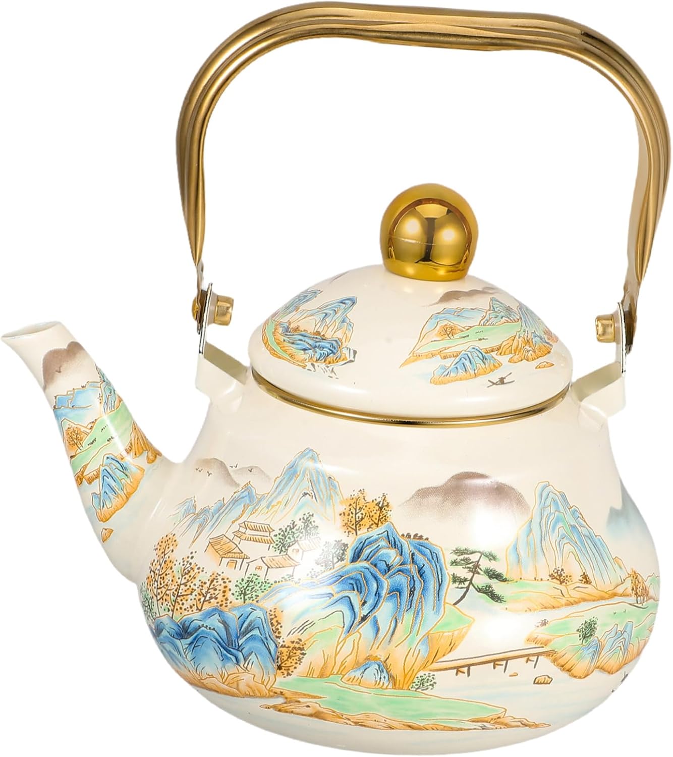 Luxshiny Retro Enamel Teapot Vintage Stovetop Kettle for Quick Heating Design for Home Office Enamel Construction for Brewing Tea Boiling Water