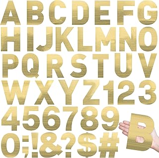 Seajan 184 Pcs Large Letter Stickers 6 Inch Vinyl Alphabet Letter Number Stickers Self Adhesive Big Font Letters Number Stickers for Classroom Window Door Home Decor Mailbox Presentation (Gold)