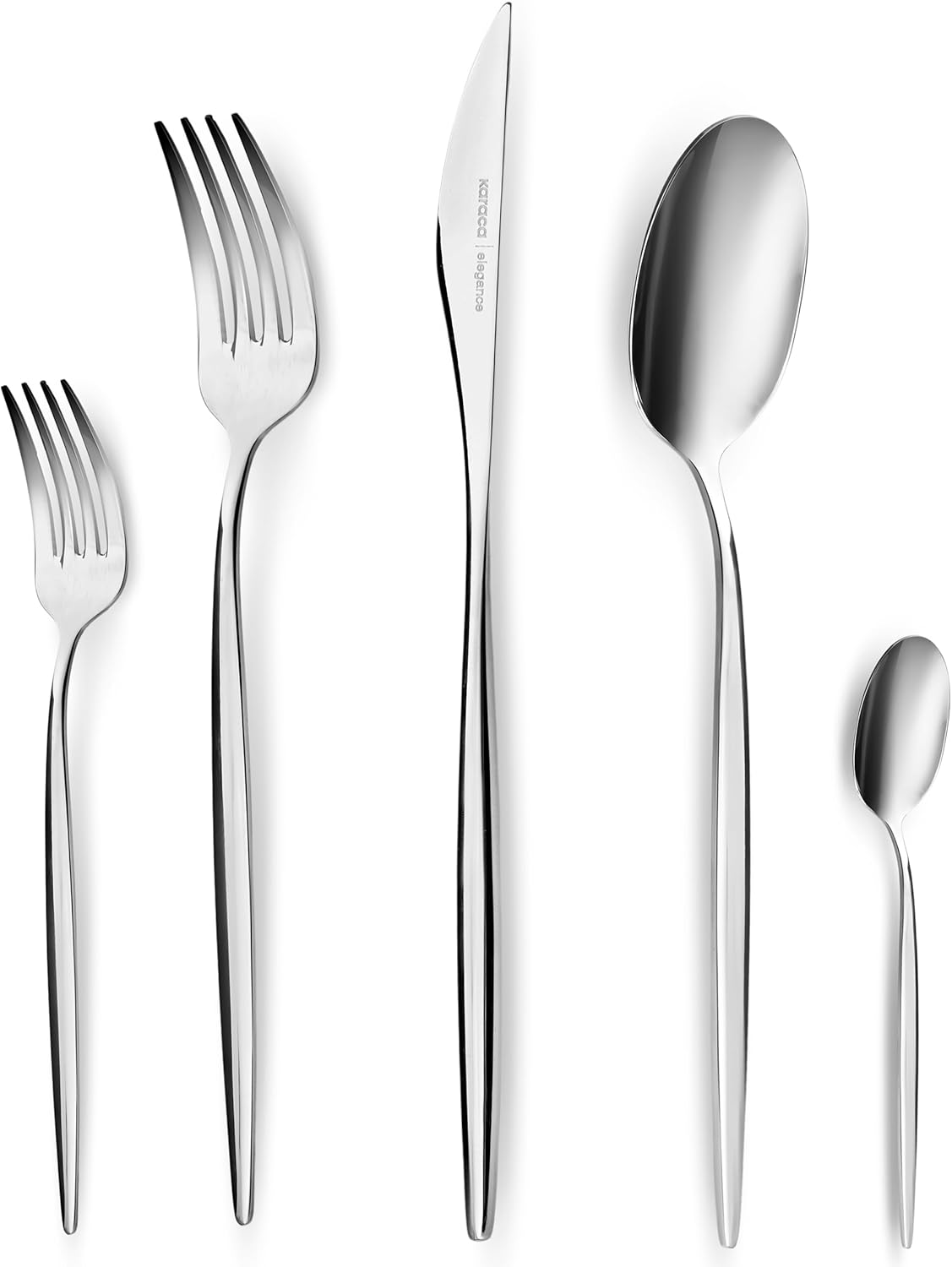 Karaca Lizbon - 18/10 Stainless Steel Silverware Set for 6, 30 Piece Heavy Duty Flatware Set, Dishwasher Safe Modern Cutlery incl. Kitchen Forks, Spoons, Knives Eating Utensils Sets - Silver