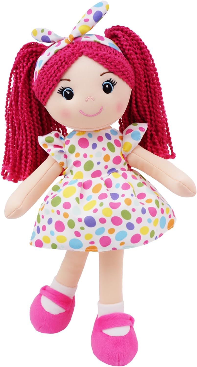 June Garden 18" Snuggle Cuties Sophie - Soft Cuddly Plush Doll Gift for Girls - Huggable Rag Doll - Pink L