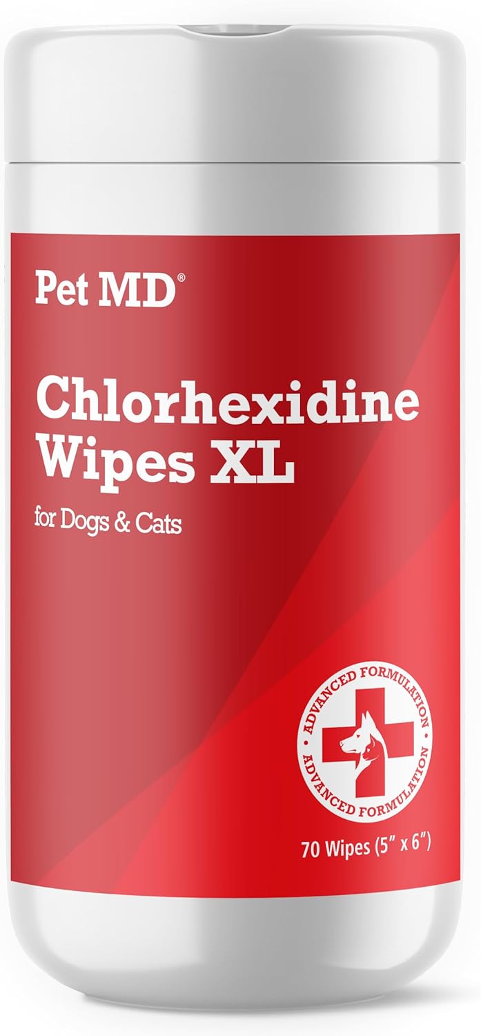 Pet MD XL Topical Wipes with Aloe for Dogs and Cats - Topical Wipes for Cleansing of Skin and Coat for Pets - 70 XL Wipes