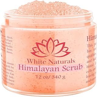 Himalayan Salt Body Scrub, Pink Exfoliator For Women, Exfoliating Scrub for Soft Skincare, Removes Dead Skin Cells, Natural Face Foot Hands Exfoliation Deep Cleansing & Moisturize Skin Large 12oz Jar