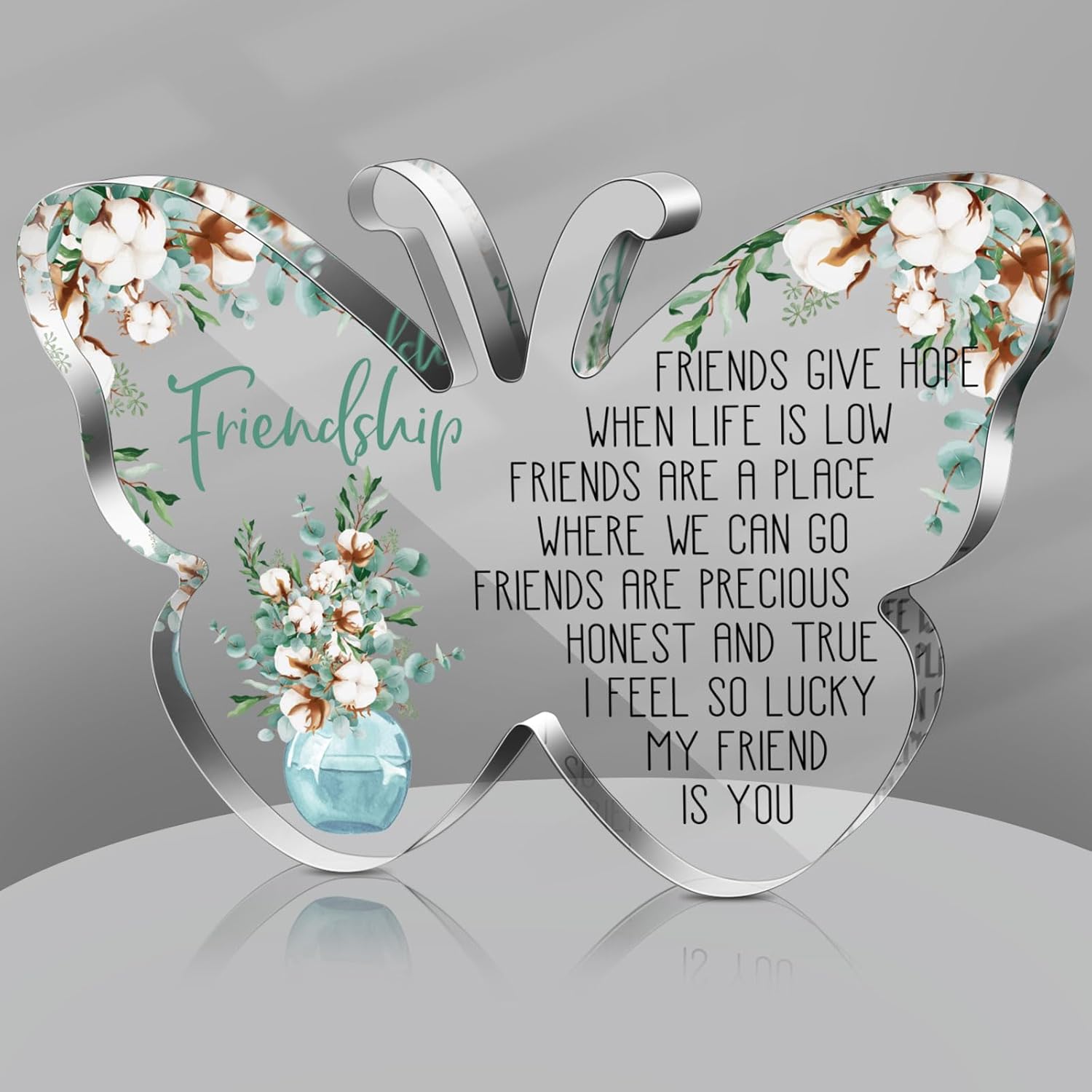 Spiareal Gift for Friend Friendship Gifts for Women Friend Friendship Birthday Cheer up Acrylic Heart Butterfly Keepsake Paperweight for Home Office Table Shelf(Butterfly)