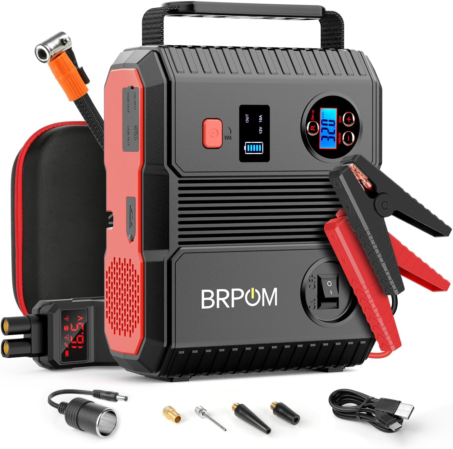Car Jump Starter with Air Compressor, 150PSI 7000A Peak 24000mah (Up to All Gas or 8.0L Diesel Engine, 50 Times) Portable Jump Starter 12V Auto Battery Jump Pack QC 3.0 with 160W DC Out