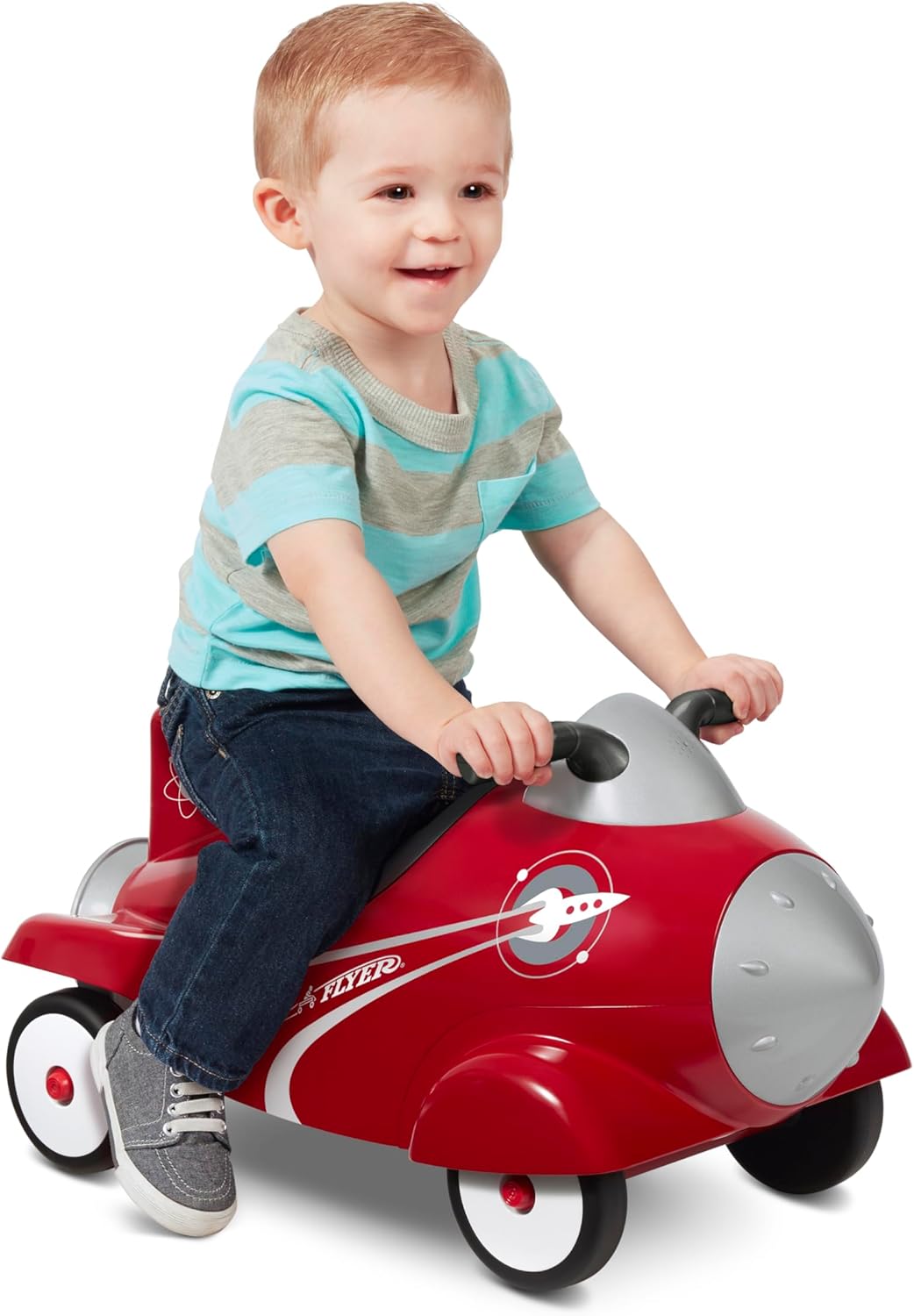 Ride On Toys for Toddlers 1-3 Boys and Girls, Toddler Toys for Kids, Kids Car, Radio Flyer Retro Rocket, for Ages 1-3, Red