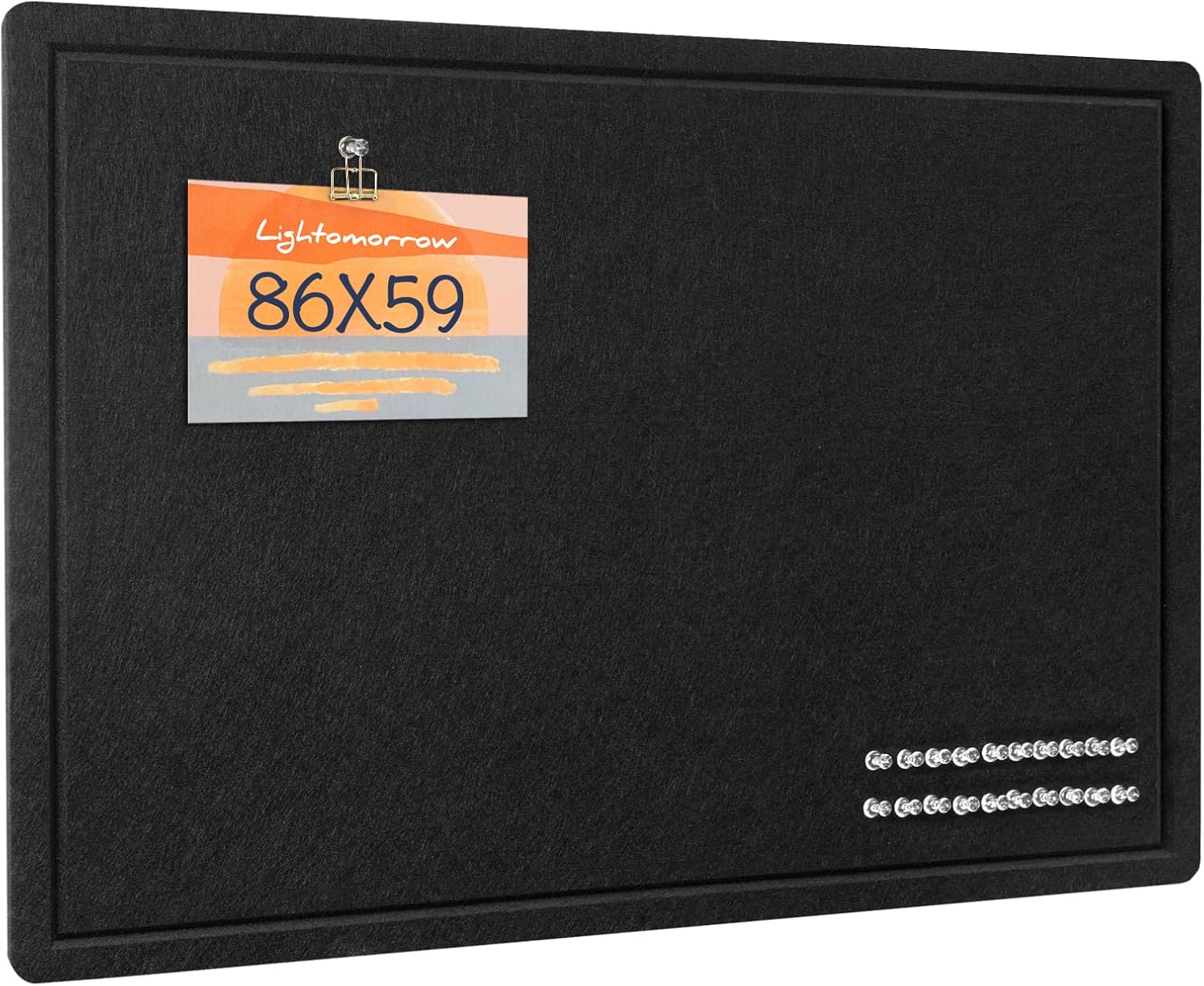 Bulletin Board, 86 x 59 Centimeters Felt Board - Decorative Pin Board, Cork Board Alternative for Wall, Foldable Picture Board Self-Adhesive Vision Board Prayer Board with 20 Pushpins - Black