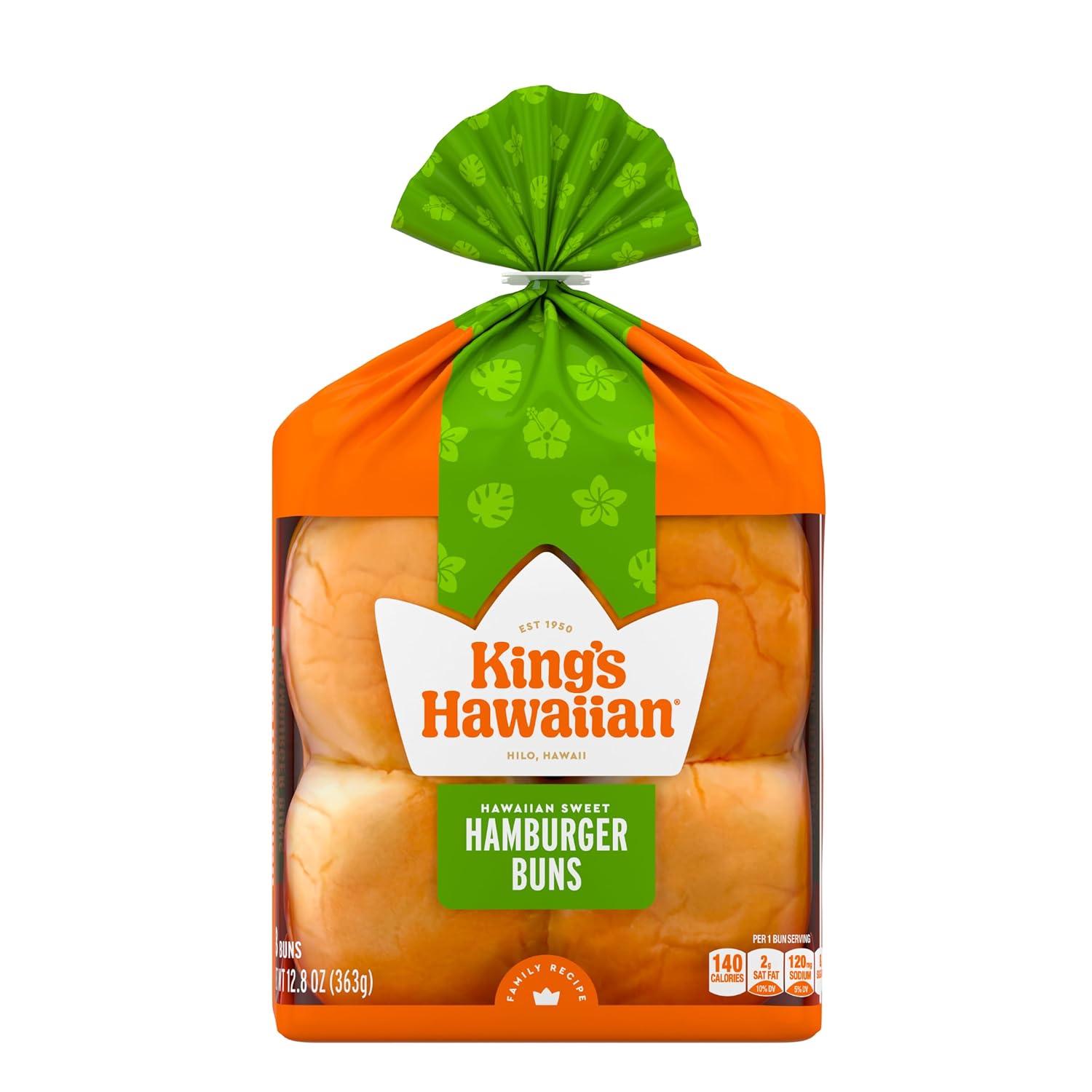 King's Hawaiian Original Hawaiian Sweet Hamburger Buns, 8 ct, 12 oz