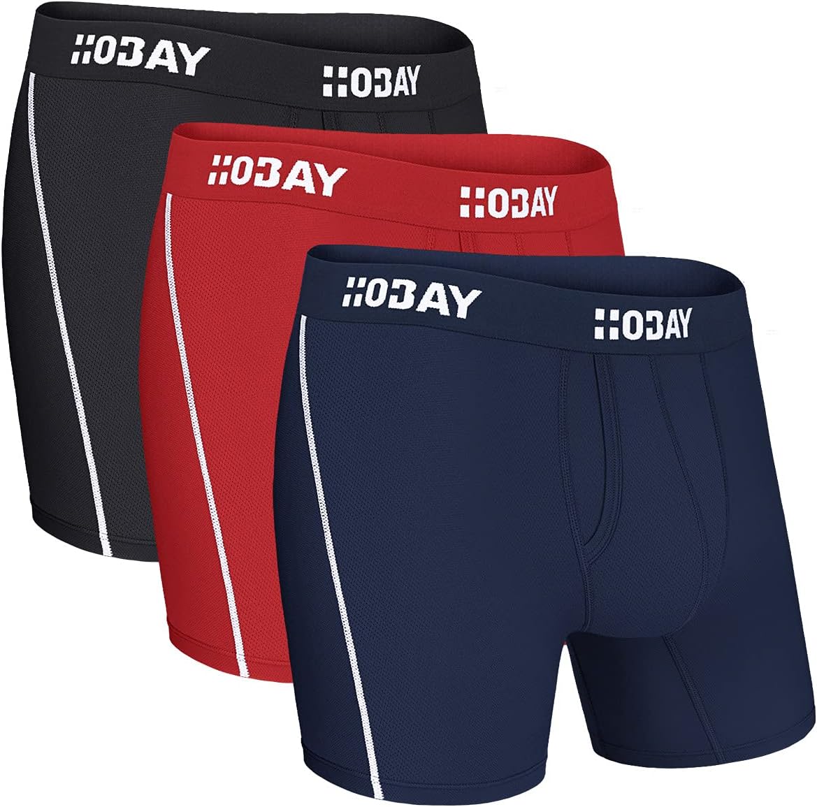 Men's Underwear Breathable Mesh Boxer Briefs Open Fly 3 Pack